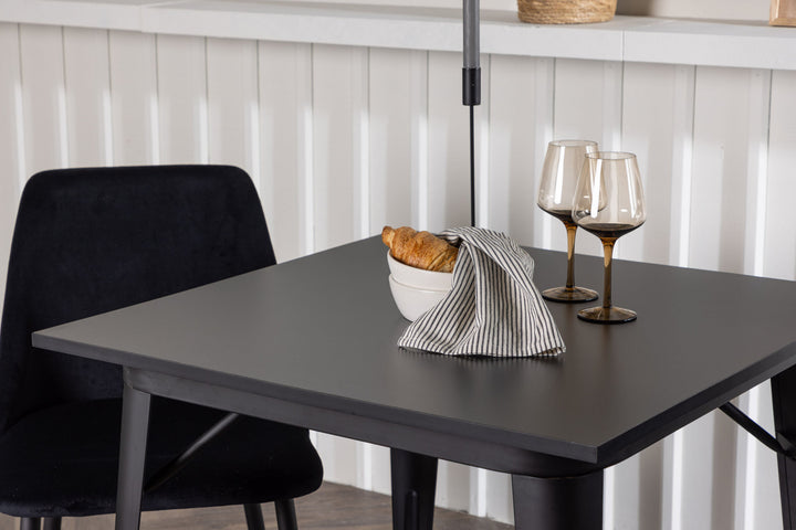 Venture Home Tempe Dining Table - Black / Black MDF +Night Dining Chair - Black / Black Velvet _2