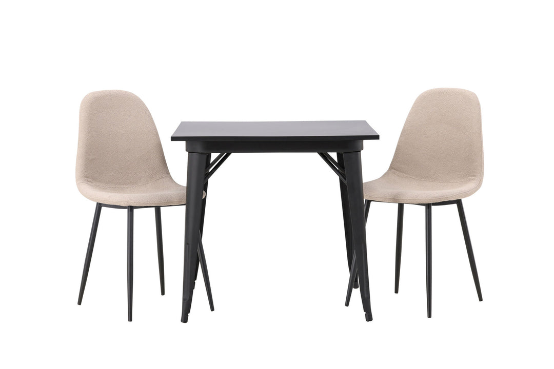 Venture Home Tempe Dining Table - Black / Black MDF +Polar Dining Chair - Black / Beige Boucle _2