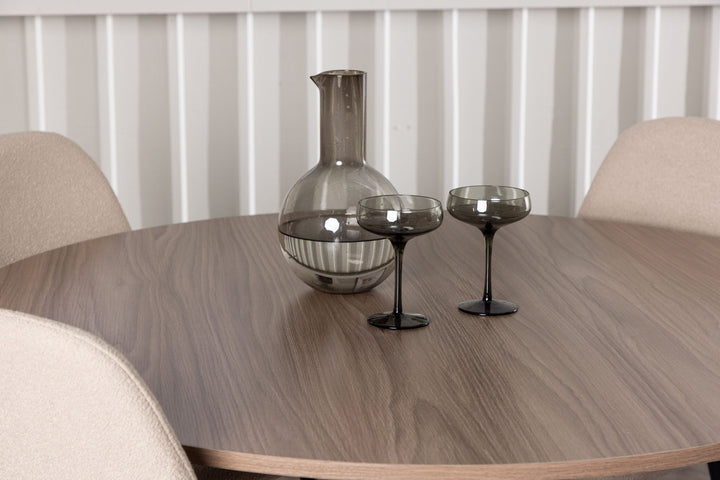 Venture Home Durango Dining Table - Black / Walnut MDF +Polar Dining Chair - Black / Beige Boucle _4