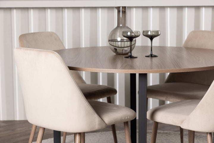 Venture Home Durango Dining Table - Black / Walnut MDF +Night Dining Chair - Dark walnut / Mocca / Brown Fabric _4