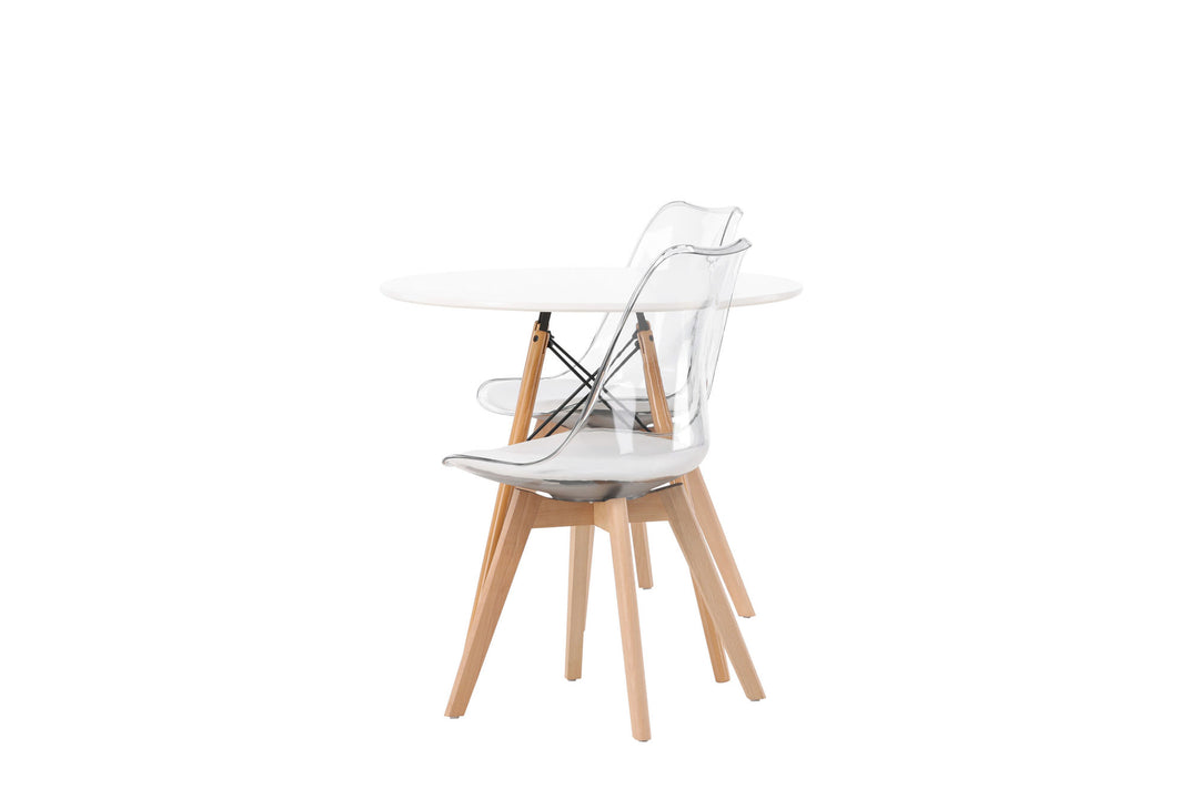 Venture Home Danburi Dining Table - Woodlook / Woodlook MDF +Edvin Dining Chair - Nature / PET (seat cushion white) PET surface,seat with usual sponge _2