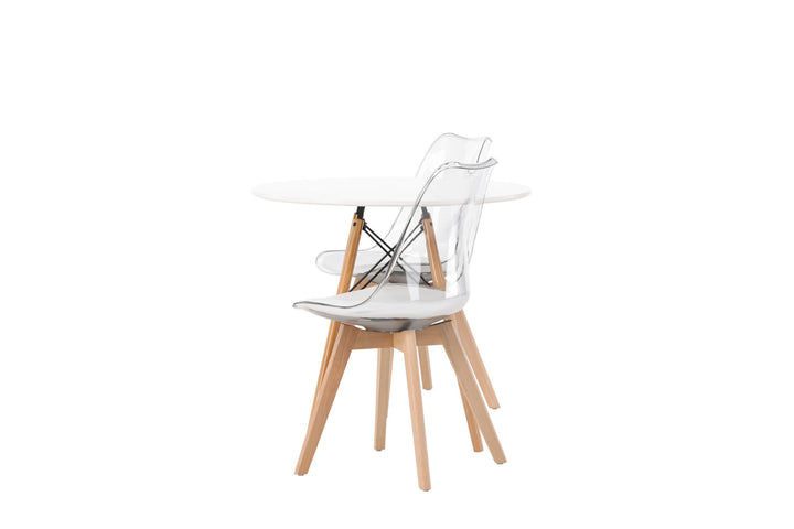 Venture Home Danburi Dining Table - Woodlook / Woodlook MDF +Edvin Dining Chair - Nature / PET (seat cushion white) PET surface,seat with usual sponge _2