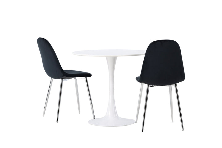 Venture Home Hamden Dining Table - White MDF +Polar Dining Chair - Black Velvet / Chrome _2