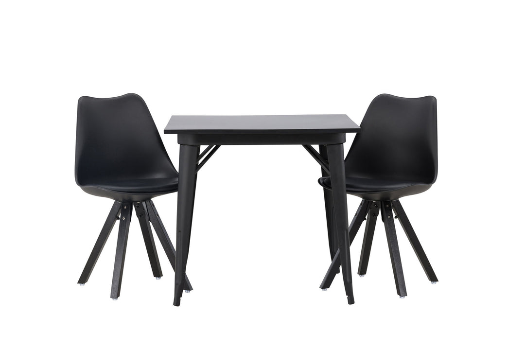Venture Home Tempe Dining Table - Black / Black MDF +Zeno Dining Chair - Black / Black PP _2