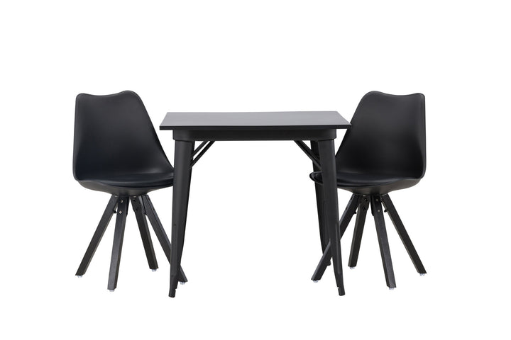 Venture Home Tempe Dining Table - Black / Black MDF +Zeno Dining Chair - Black / Black PP _2