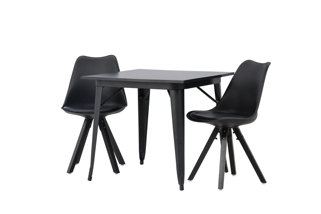 Venture Home Tempe Dining Table - Black / Black MDF +Zeno Dining Chair - Black / Black PP _2