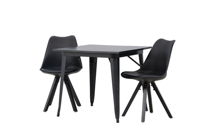 Venture Home Tempe Dining Table - Black / Black MDF +Zeno Dining Chair - Black / Black PP _2