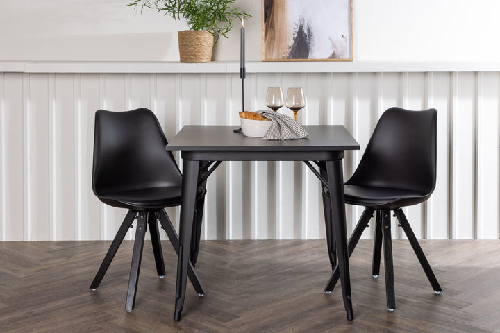 Venture Home Tempe Dining Table - Black / Black MDF +Zeno Dining Chair - Black / Black PP _2