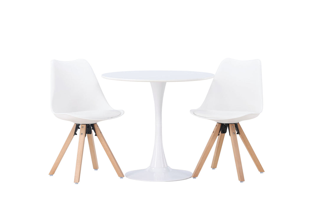 Venture Home Hamden Dining Table - White MDF +Zeno Dining Chair - Nature woodlook / White PP _2