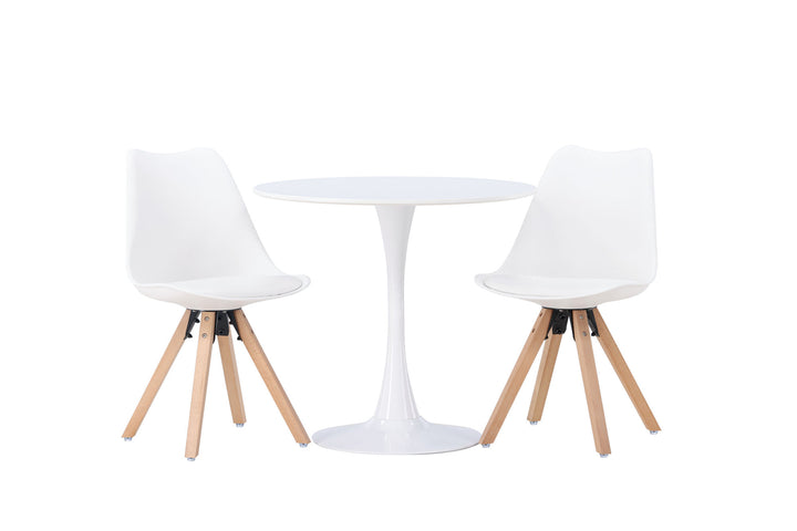 Venture Home Hamden Dining Table - White MDF +Zeno Dining Chair - Nature woodlook / White PP _2