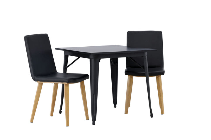 Venture Home Tempe Dining Table - Black / Black MDF +Today Dining Chair - Nature / Black PU _2