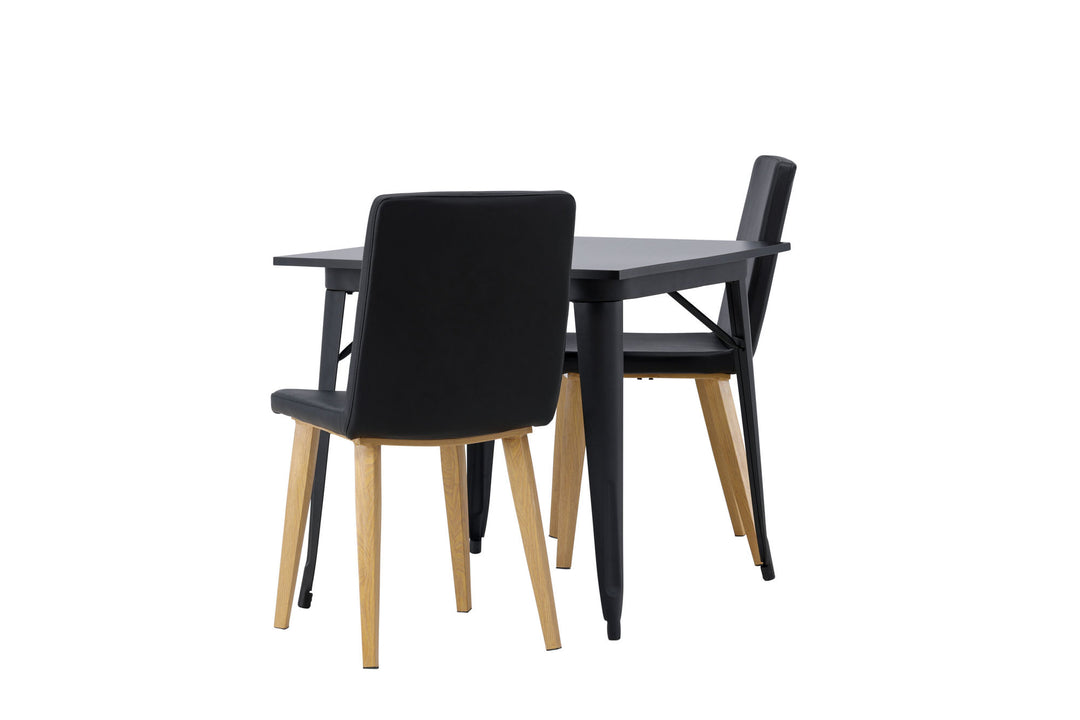 Venture Home Tempe Dining Table - Black / Black MDF +Today Dining Chair - Nature / Black PU _2