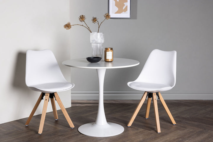 Venture Home Hamden Dining Table - White MDF +Zeno Dining Chair - Nature woodlook / White PP _2