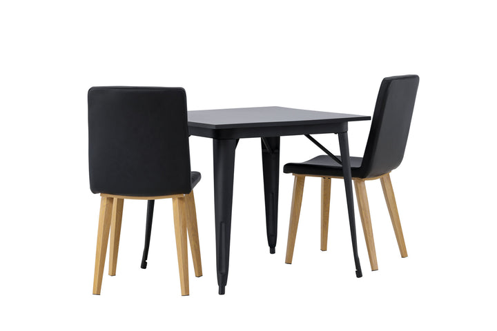 Venture Home Tempe Dining Table - Black / Black MDF +Today Dining Chair - Nature / Black PU _2