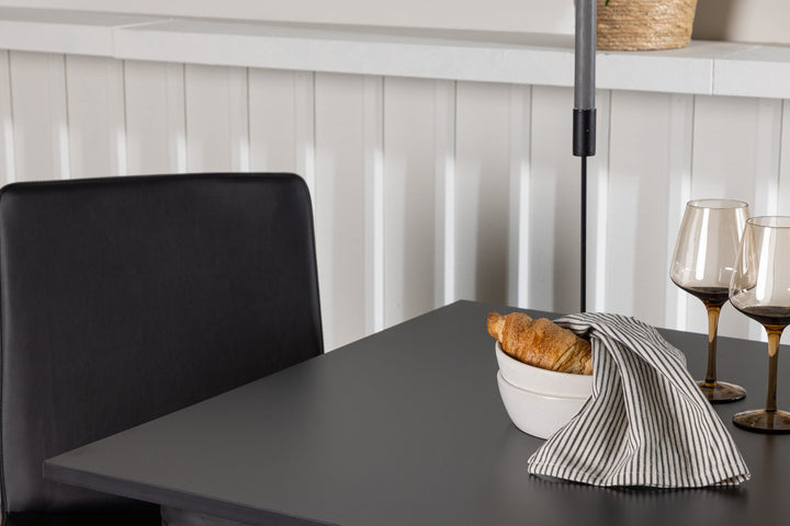 Venture Home Tempe Dining Table - Black / Black MDF +Today Dining Chair - Nature / Black PU _2