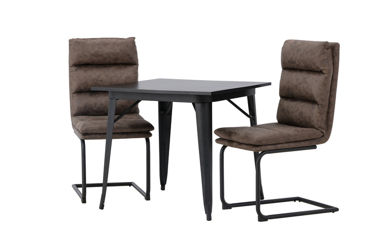 Venture Home Tempe Dining Table - Black / Black MDF +Zizo Dining Chair - Black / Brown Microfiber fabric _2