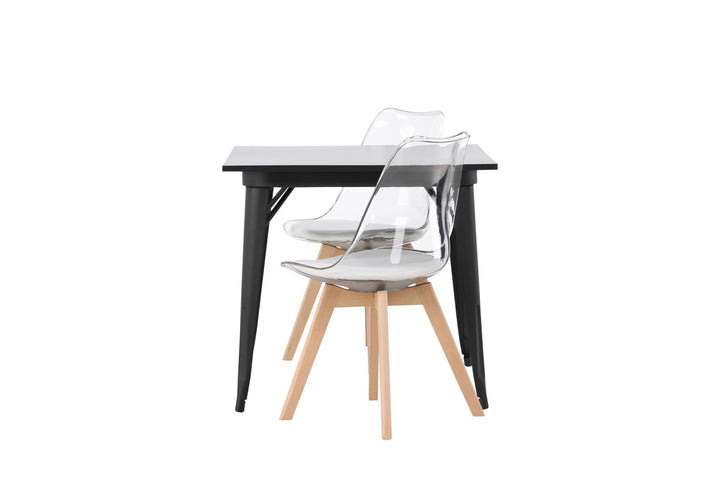 Venture Home Tempe Dining Table - Black / Black MDF +Edvin Dining Chair - Nature / PET (seat cushion white) PET surface,seat with usual sponge _2