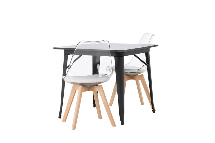 Venture Home Tempe Dining Table - Black / Black MDF +Edvin Dining Chair - Nature / PET (seat cushion white) PET surface,seat with usual sponge _2