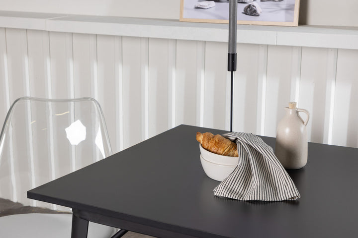 Venture Home Tempe Dining Table - Black / Black MDF +Edvin Dining Chair - Nature / PET (seat cushion white) PET surface,seat with usual sponge _2