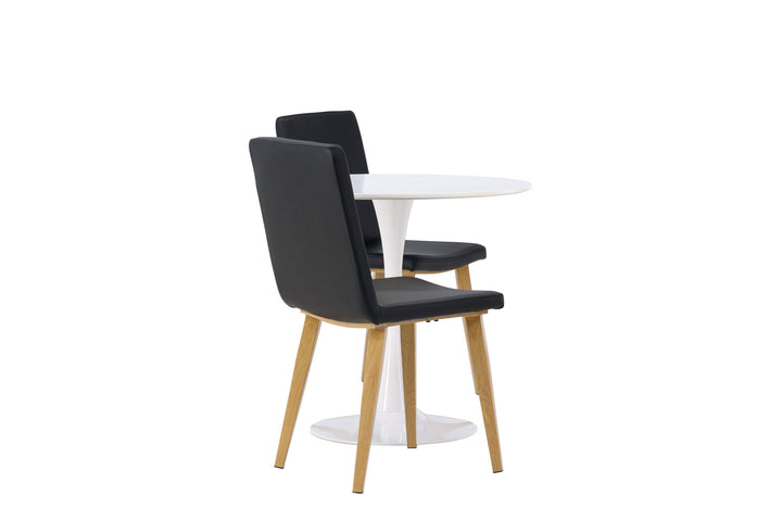 Venture Home Hamden Dining Table - White MDF +Today Dining Chair - Nature / Black PU _2