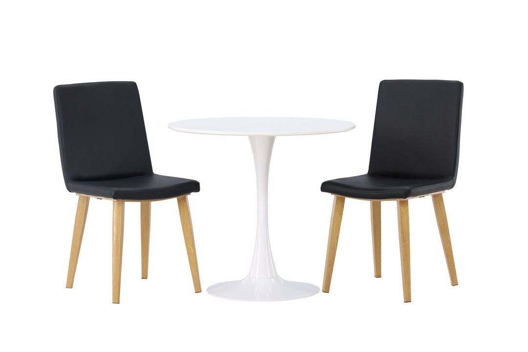 Venture Home Hamden Dining Table - White MDF +Today Dining Chair - Nature / Black PU _2