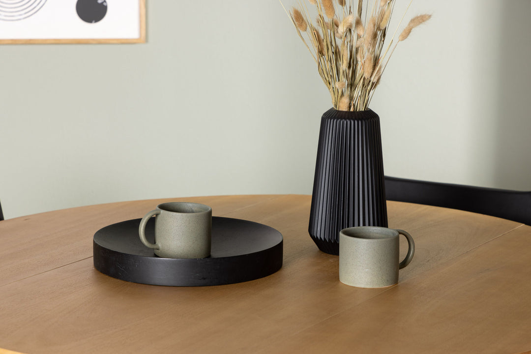 Venture Home Yakidon Dining Table - Rubberwood / Oaklook MDF +Kenth Chair - Black / Black PU _4