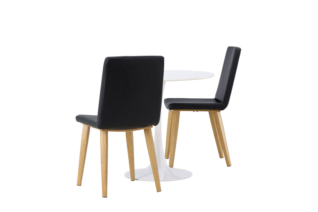 Venture Home Hamden Dining Table - White MDF +Today Dining Chair - Nature / Black PU _2