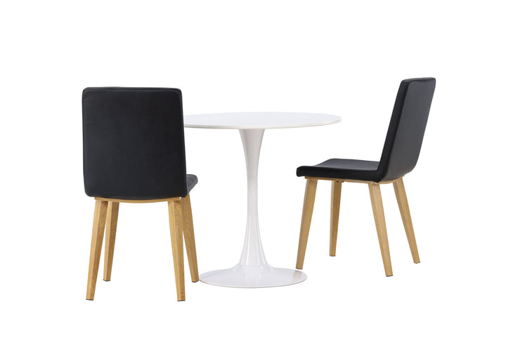 Venture Home Hamden Dining Table - White MDF +Today Dining Chair - Nature / Black PU _2