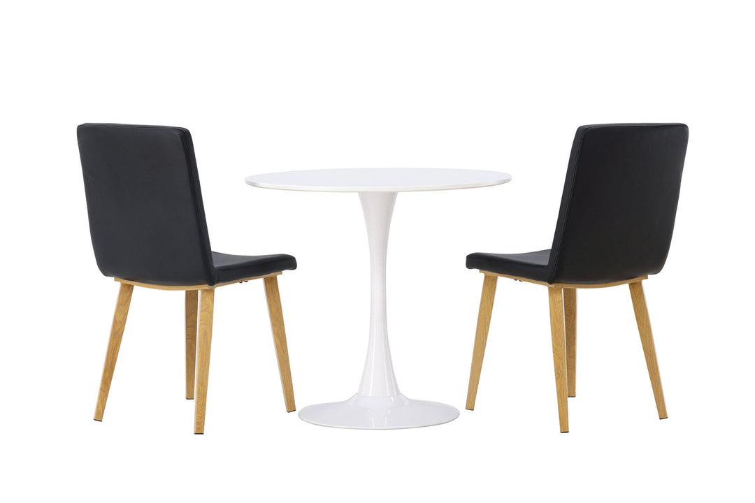 Venture Home Hamden Dining Table - White MDF +Today Dining Chair - Nature / Black PU _2
