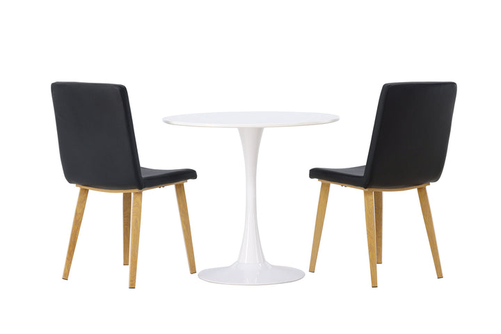 Venture Home Hamden Dining Table - White MDF +Today Dining Chair - Nature / Black PU _2