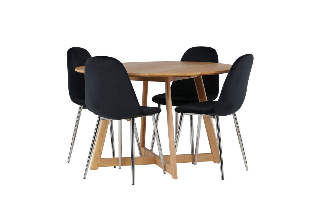 Venture Home Yakidon Dining Table - Rubberwood / Oaklook MDF +Polar Dining Chair - Black Velvet / Chrome _4