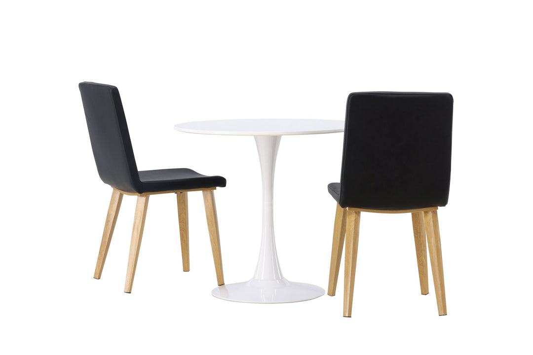 Venture Home Hamden Dining Table - White MDF +Today Dining Chair - Nature / Black PU _2