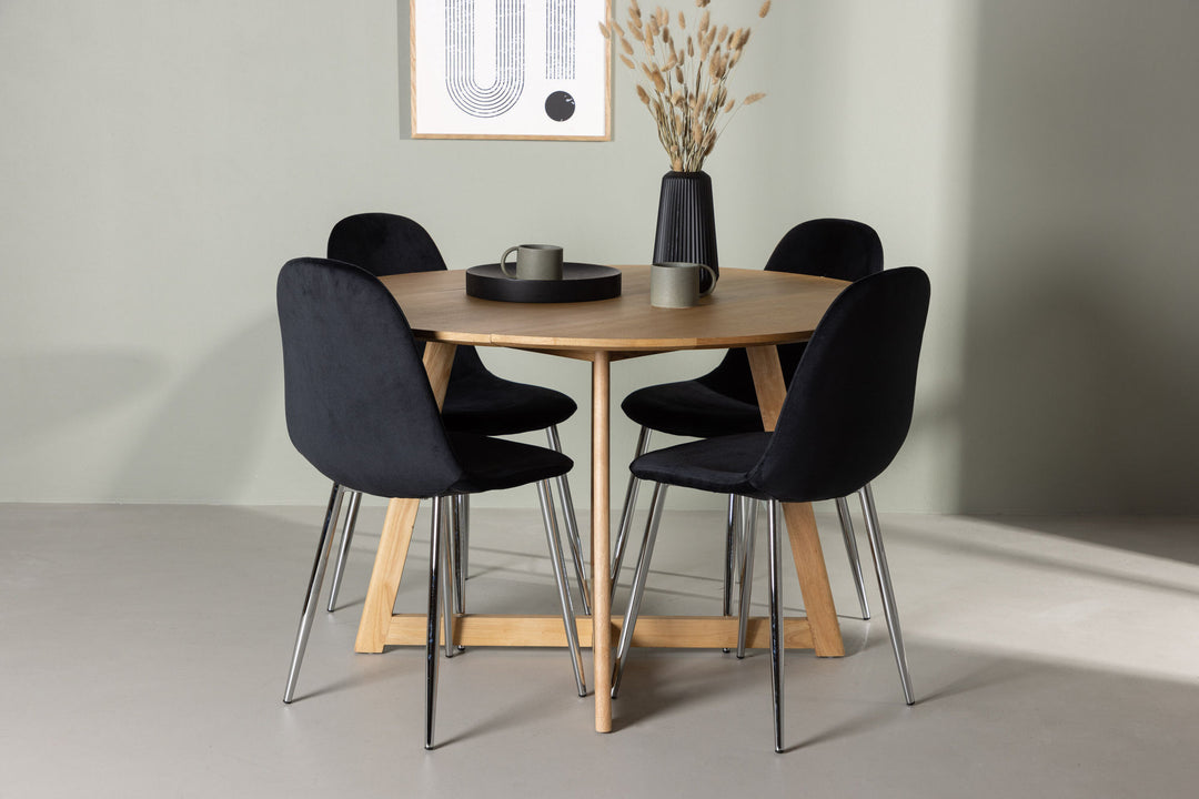 Venture Home Yakidon Dining Table - Rubberwood / Oaklook MDF +Polar Dining Chair - Black Velvet / Chrome _4