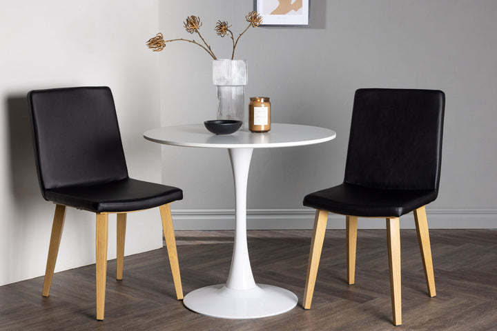 Venture Home Hamden Dining Table - White MDF +Today Dining Chair - Nature / Black PU _2