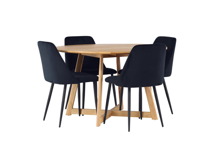 Venture Home Yakidon Dining Table - Rubberwood / Oaklook MDF +Night Dining Chair - Black / Black Velvet _4