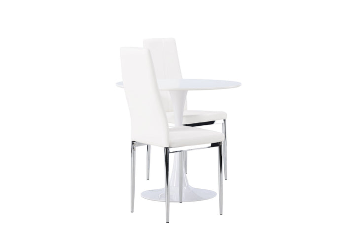 Venture Home Hamden Dining Table - White MDF +Pastill Dining Chair - Silver / White PU _2
