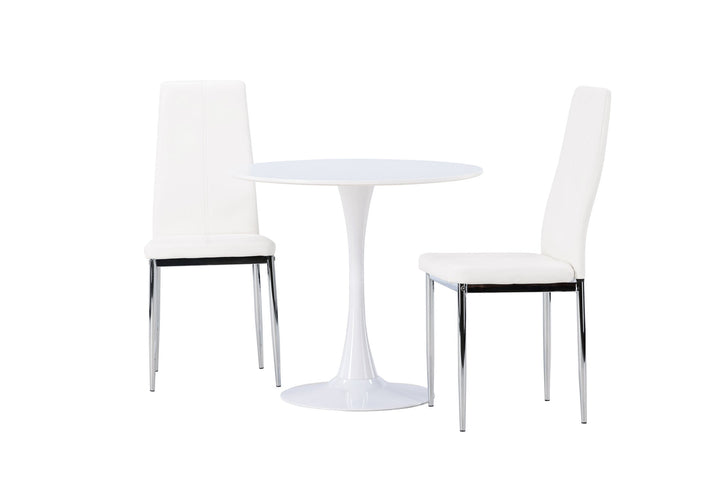 Venture Home Hamden Dining Table - White MDF +Pastill Dining Chair - Silver / White PU _2