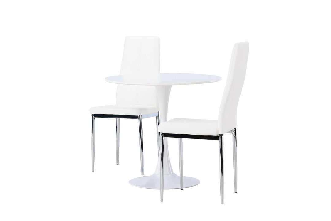Venture Home Hamden Dining Table - White MDF +Pastill Dining Chair - Silver / White PU _2