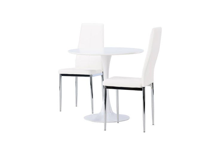 Venture Home Hamden Dining Table - White MDF +Pastill Dining Chair - Silver / White PU _2