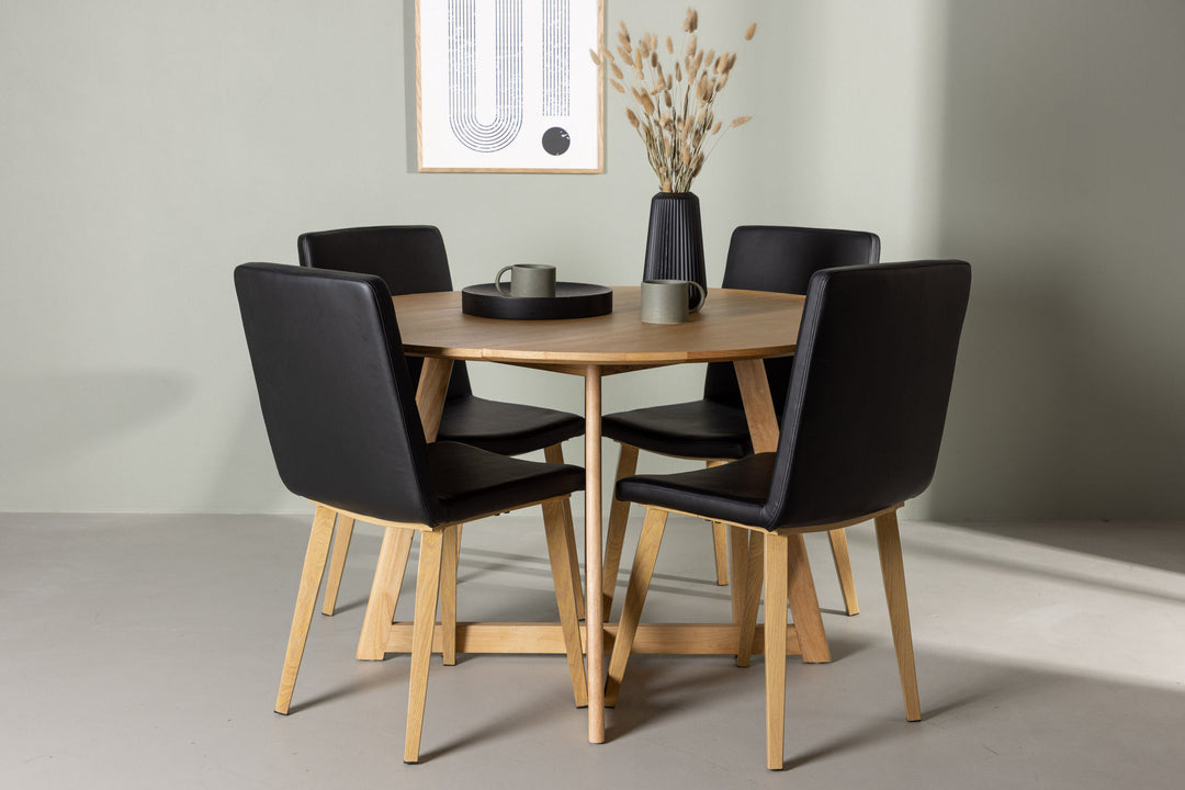 Venture Home Yakidon Dining Table - Rubberwood / Oaklook MDF +Today Dining Chair - Nature / Black PU _4