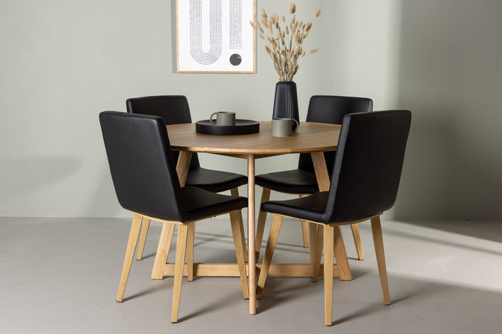 Venture Home Yakidon Dining Table - Rubberwood / Oaklook MDF +Today Dining Chair - Nature / Black PU _4
