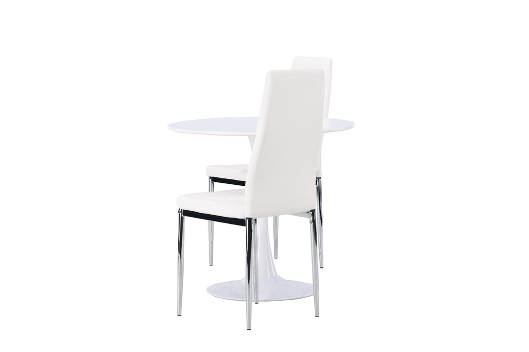 Venture Home Hamden Dining Table - White MDF +Pastill Dining Chair - Silver / White PU _2