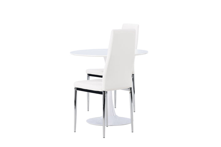 Venture Home Hamden Dining Table - White MDF +Pastill Dining Chair - Silver / White PU _2