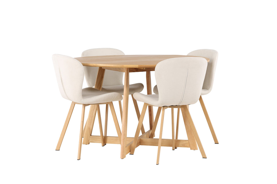 Venture Home Yakidon Dining Table - Rubberwood / Oaklook MDF +Lilja Dining Chair - Oaklook / Beige Fabric _4