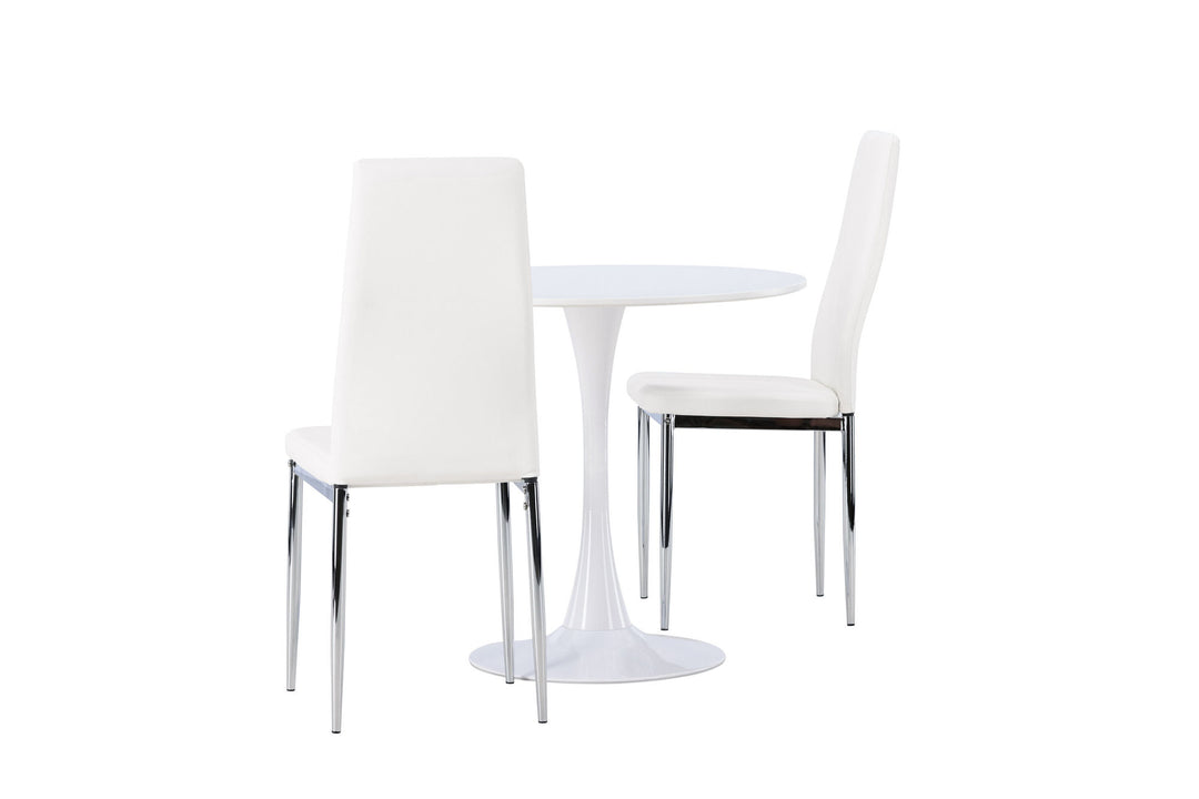 Venture Home Hamden Dining Table - White MDF +Pastill Dining Chair - Silver / White PU _2