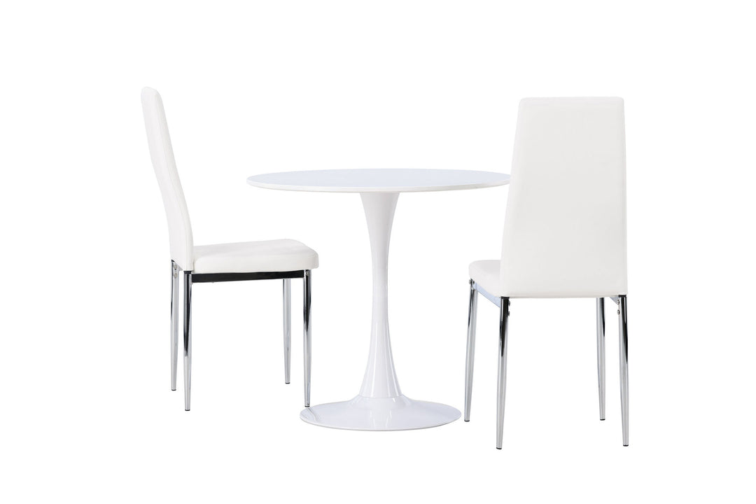 Venture Home Hamden Dining Table - White MDF +Pastill Dining Chair - Silver / White PU _2