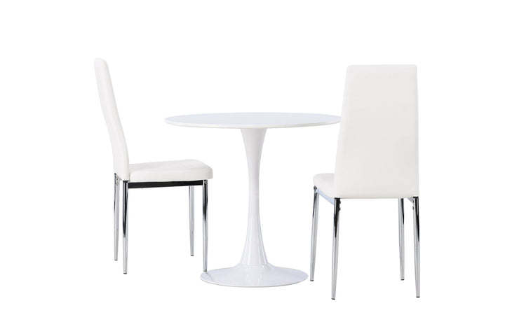 Venture Home Hamden Dining Table - White MDF +Pastill Dining Chair - Silver / White PU _2