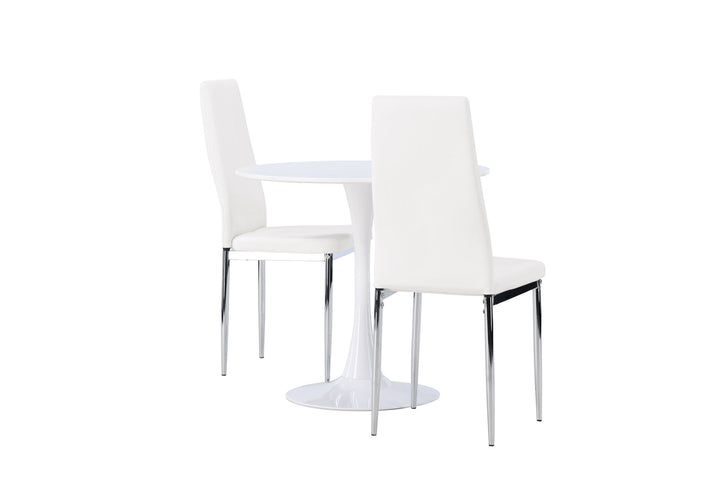 Venture Home Hamden Dining Table - White MDF +Pastill Dining Chair - Silver / White PU _2