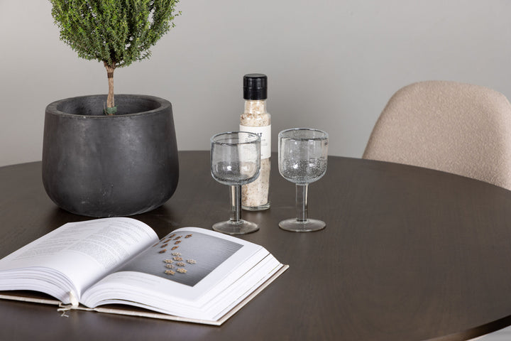 Venture Home Kaseidon Dining Table - Round - Rubberwood / Dark Brown MDF +Polar Dining Chair - Black / Beige Boucle _4