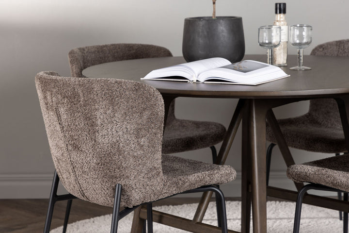 Venture Home Kaseidon Dining Table - Round - Rubberwood / Dark Brown MDF +Modesto Dining Chair - Grey / Smoked Black Boucle _4